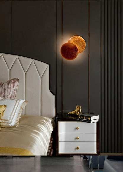 Bronze Wall Lamp LED Sconce Moon Eclipse Gold Copper Finish