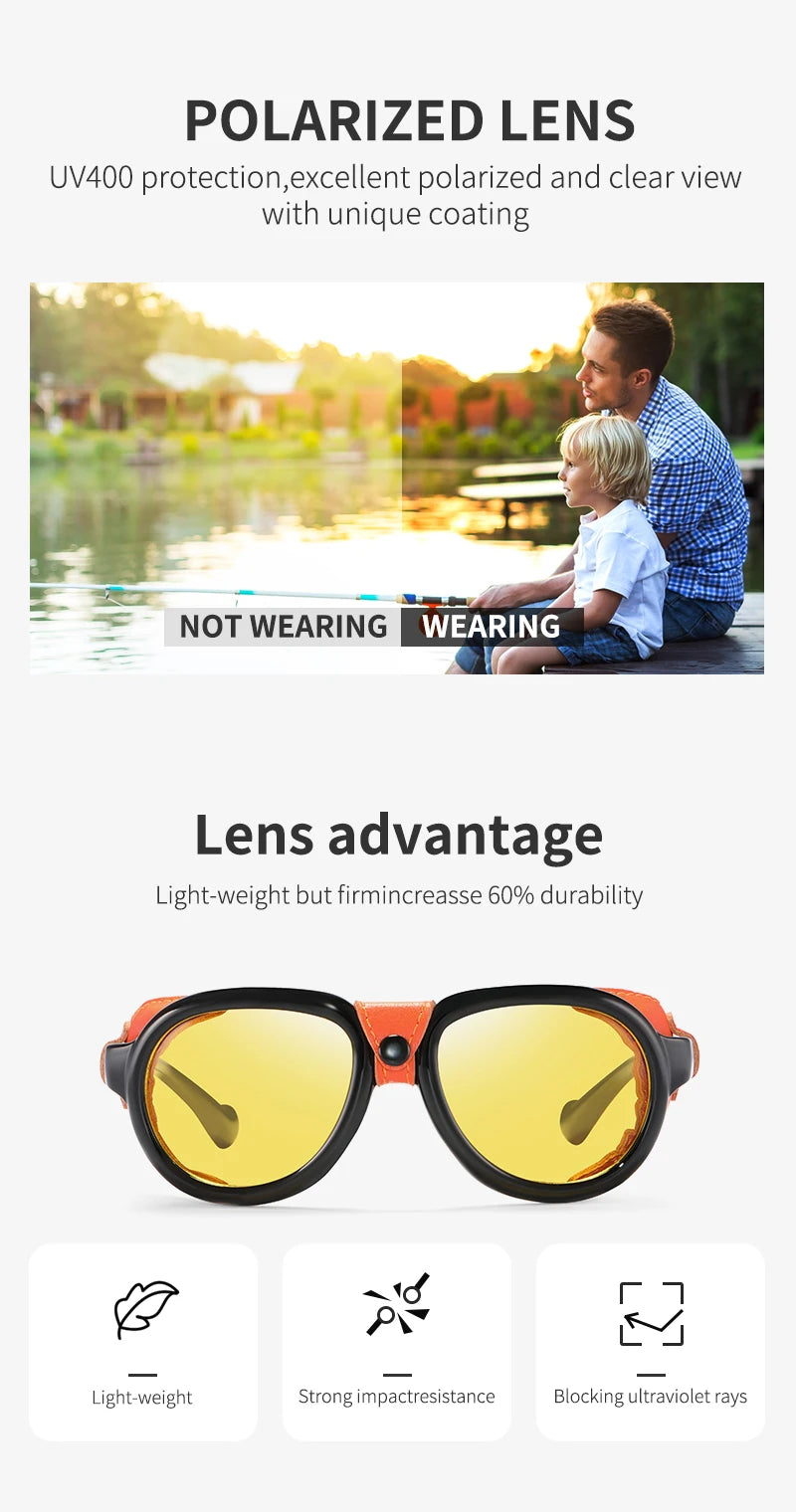 KDEAM Luxury Steampunk Pilot Sunglasses Men and Women Soft Leather Shield Glasses UV400 Protection KD2095