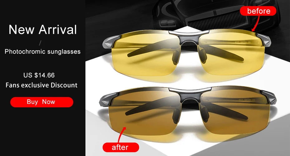 2024 Aluminum Magnesium Men Sunglasses Polarized Sports Driving Night Vision Goggles Sunglass Fishing UV400 Rimless Sun Glasses
