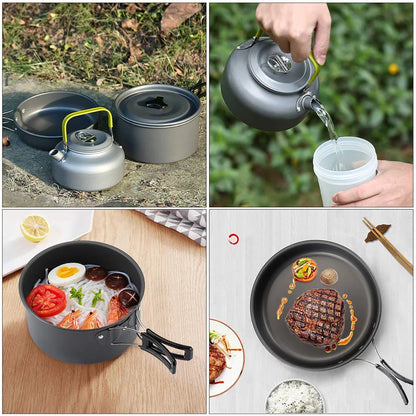 Camping Cookware Set Aluminum Nonstick Pots And Pans Portable