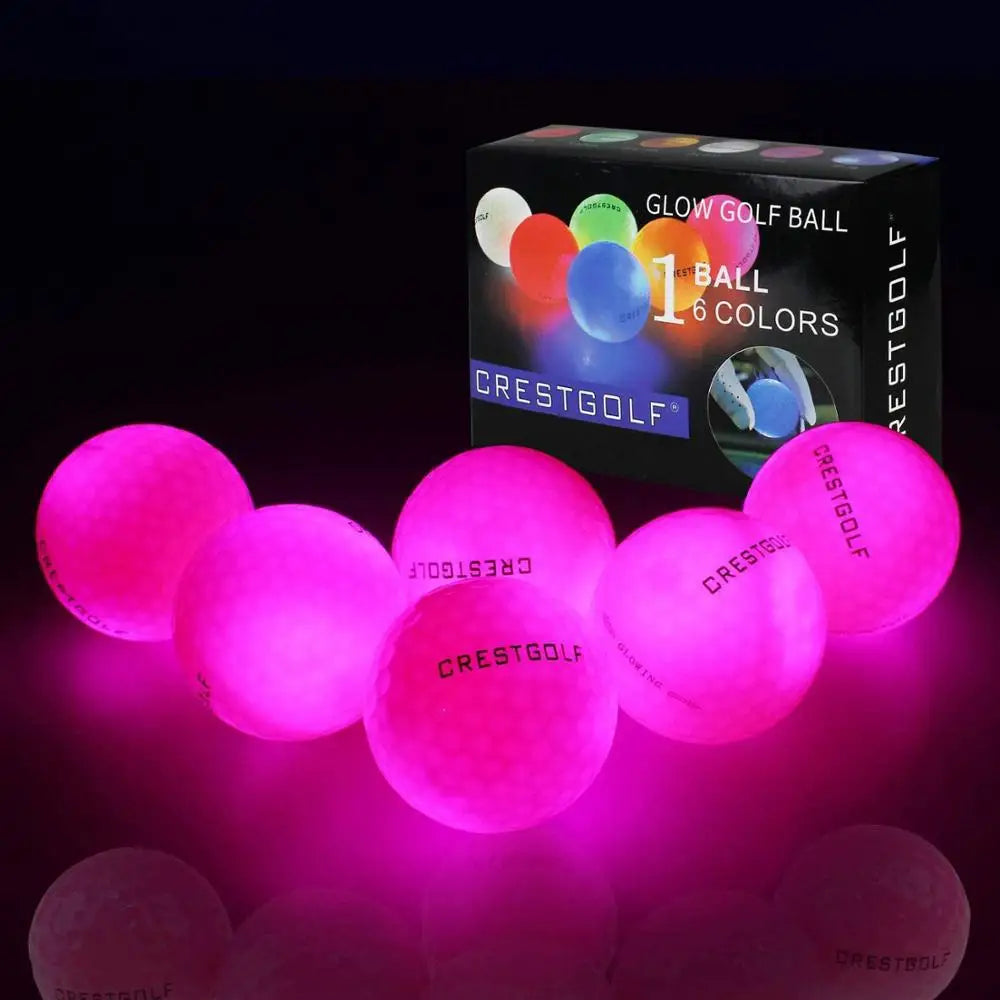 Crestgolf LED Golf Balls for Night Glow in The Dark Golf Ball with 4 Light Super Bright Six Colors Best Golf Gift for Golfers
