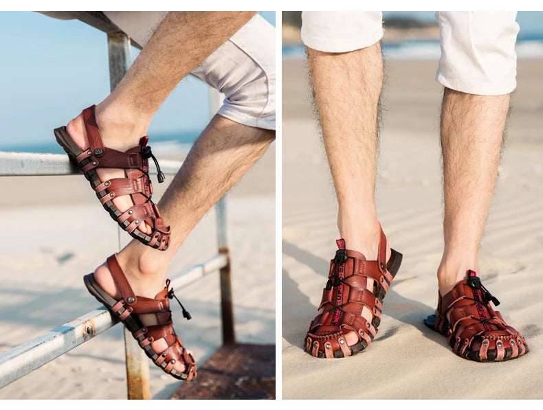 Men's Leather Sandals For Summer Casual Comfort Footwear