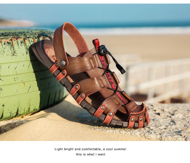 Men's Leather Sandals For Summer Casual Comfort Footwear