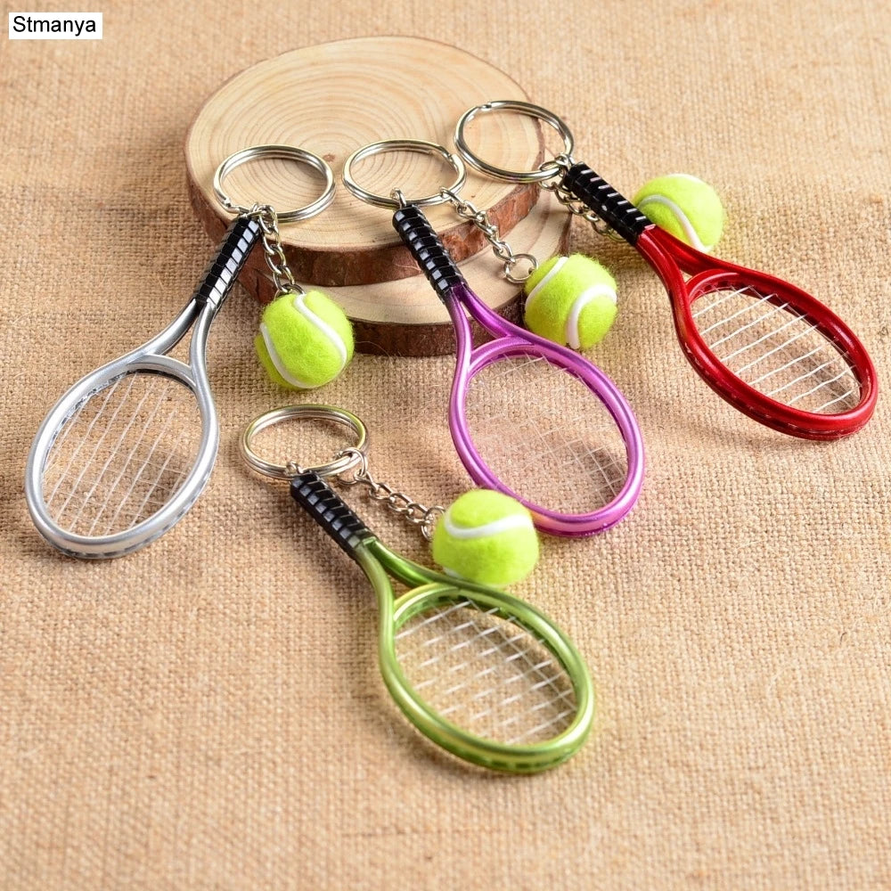 Hot SALE Mini Tennis Racket Pendant Keychain Keyring Key Chain Ring Finder Holer Accessories For Lover's Day Gifts #17162