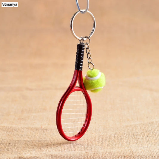 Hot SALE Mini Tennis Racket Pendant Keychain Keyring Key Chain Ring Finder Holer Accessories For Lover's Day Gifts #17162