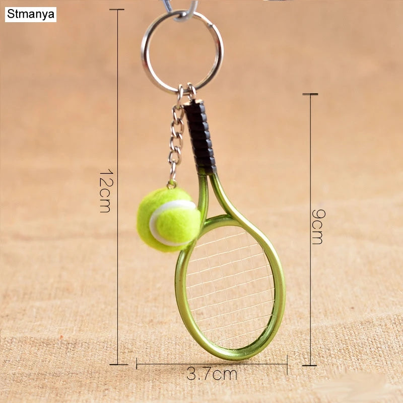 Hot SALE Mini Tennis Racket Pendant Keychain Keyring Key Chain Ring Finder Holer Accessories For Lover's Day Gifts #17162