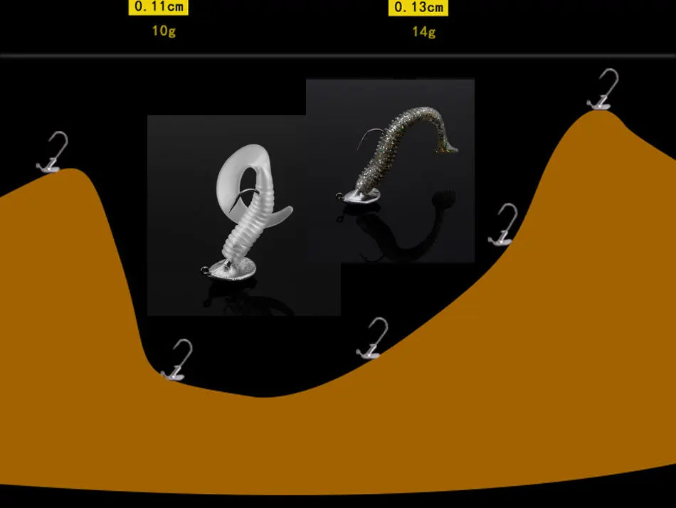 JYJ 10pcs/Lot 3.5g 5g 7g 10g 14g Tumbler Head Hook Jig Bait Fishing Hook For Soft Lure Fishing Tackle fishing tackle accessorie