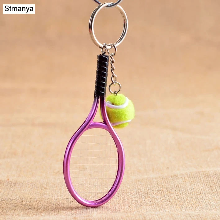 Hot SALE Mini Tennis Racket Pendant Keychain Keyring Key Chain Ring Finder Holer Accessories For Lover's Day Gifts #17162