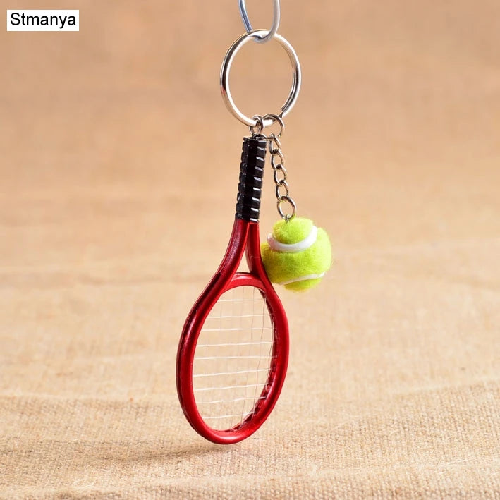 Hot SALE Mini Tennis Racket Pendant Keychain Keyring Key Chain Ring Finder Holer Accessories For Lover's Day Gifts #17162