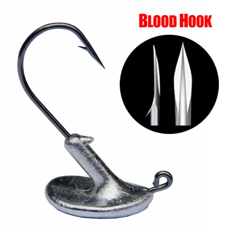 JYJ 10pcs/Lot 3.5g 5g 7g 10g 14g Tumbler Head Hook Jig Bait Fishing Hook For Soft Lure Fishing Tackle fishing tackle accessorie
