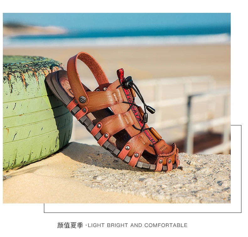 Men's Leather Sandals For Summer Casual Comfort Footwear