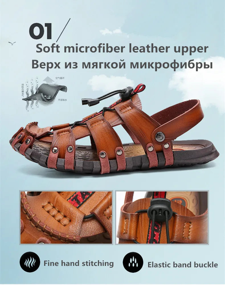 Men's Leather Sandals For Summer Casual Comfort Footwear