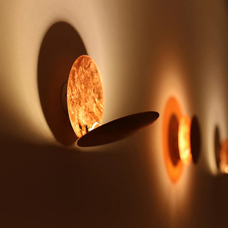 Creative Moon Eclipse Wall Light – Gold/Copper LED Sconce for Bedroom & Living Room