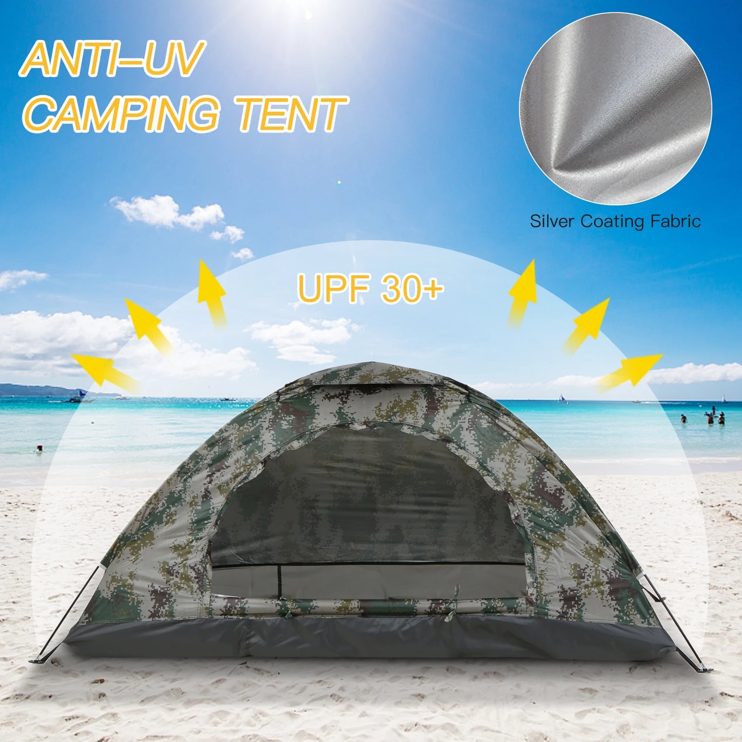 Two-Person Ultralight Camping Tent Nylon Single Layer UPF 30+