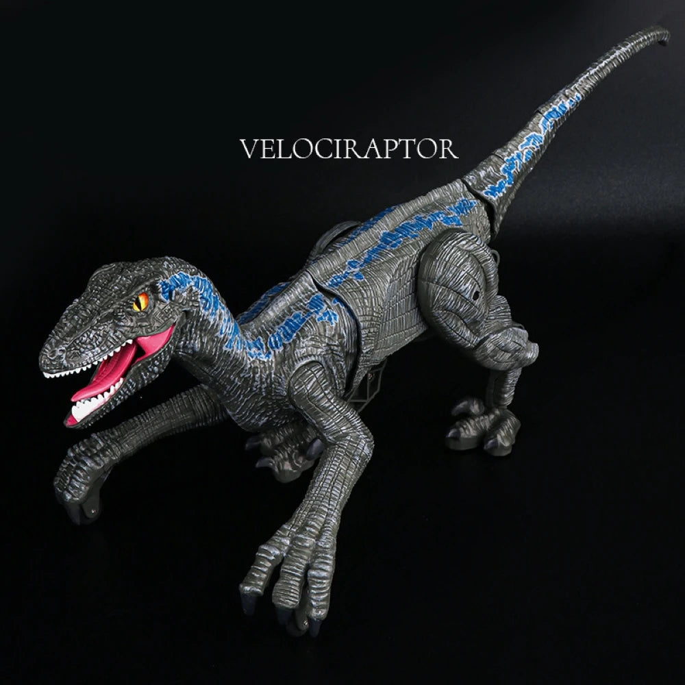 Smart RC Dinosaur 2.4G Remote Control Walking Velociraptor 5 Channel with Sound Effects LED Eyes Intelligent Toy Gift for Kids