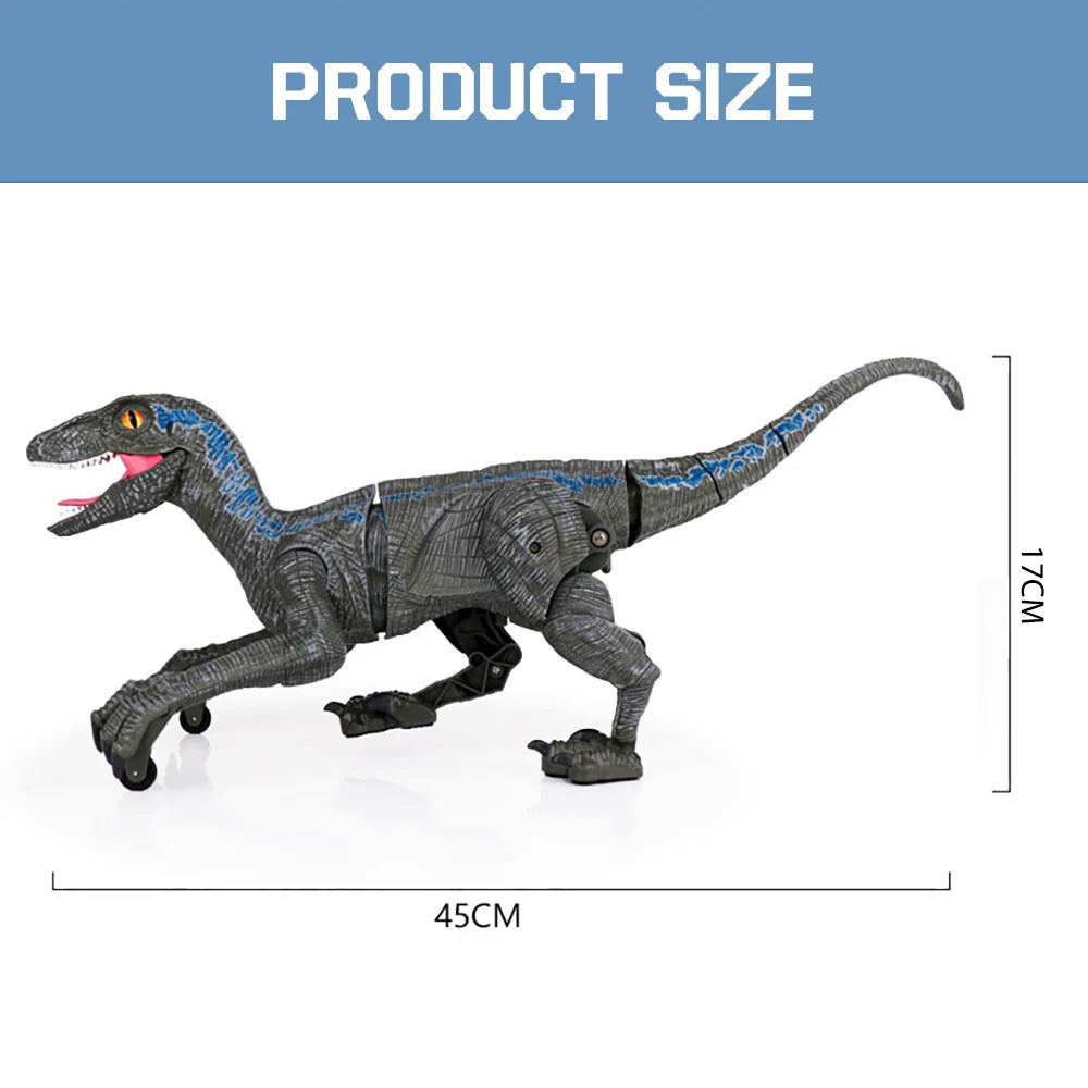 Smart RC Dinosaur 2.4G Remote Control Walking Velociraptor 5 Channel with Sound Effects LED Eyes Intelligent Toy Gift for Kids