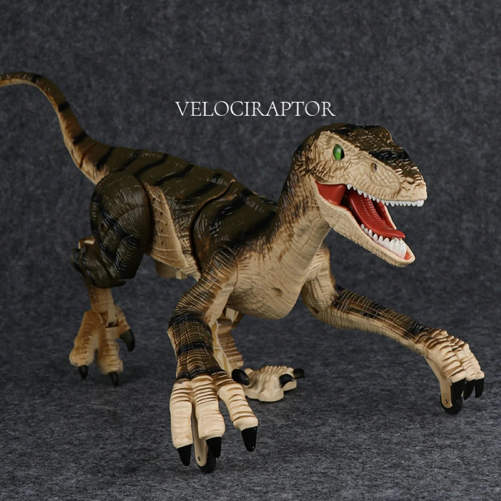 Smart RC Dinosaur 2.4G Remote Control Walking Velociraptor 5 Channel with Sound Effects LED Eyes Intelligent Toy Gift for Kids
