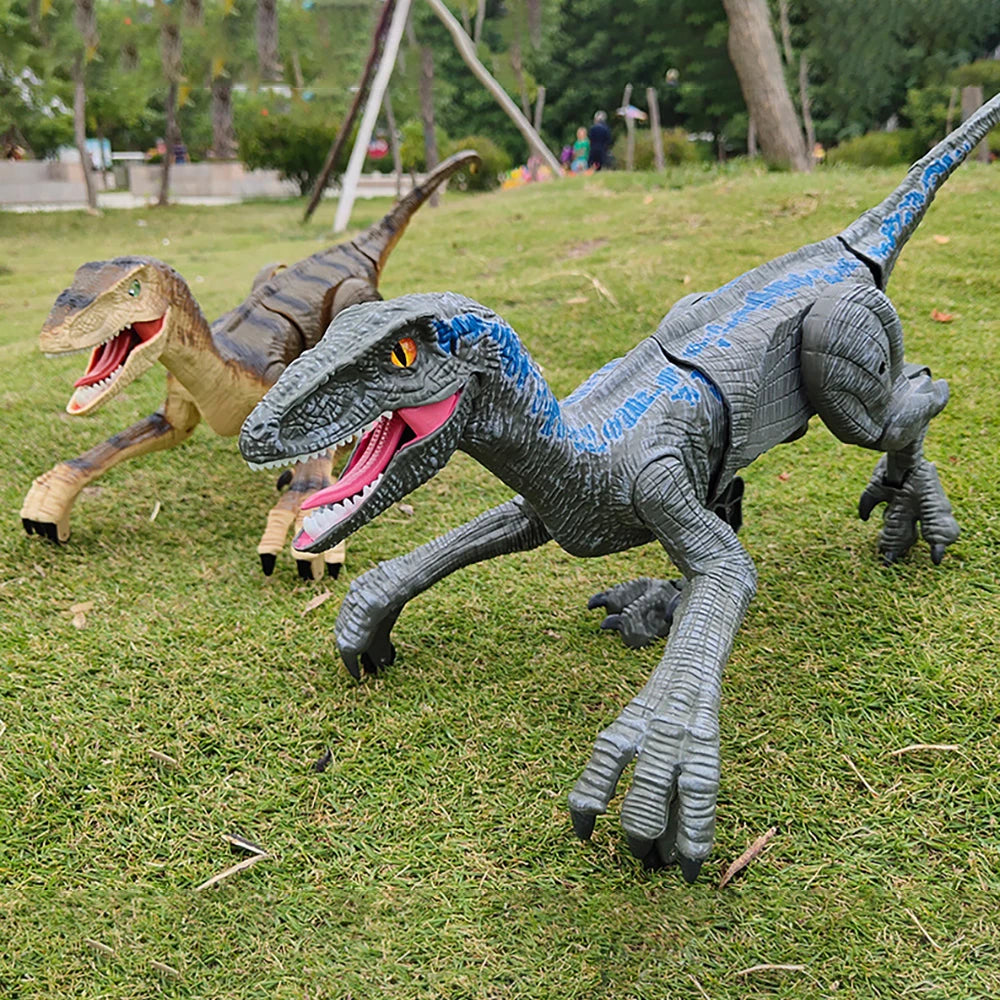 Smart RC Dinosaur 2.4G Remote Control Walking Velociraptor 5 Channel with Sound Effects LED Eyes Intelligent Toy Gift for Kids