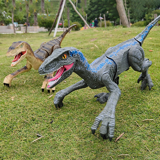 Smart RC Dinosaur 2.4G Remote Control Walking Velociraptor 5 Channel with Sound Effects LED Eyes Intelligent Toy Gift for Kids