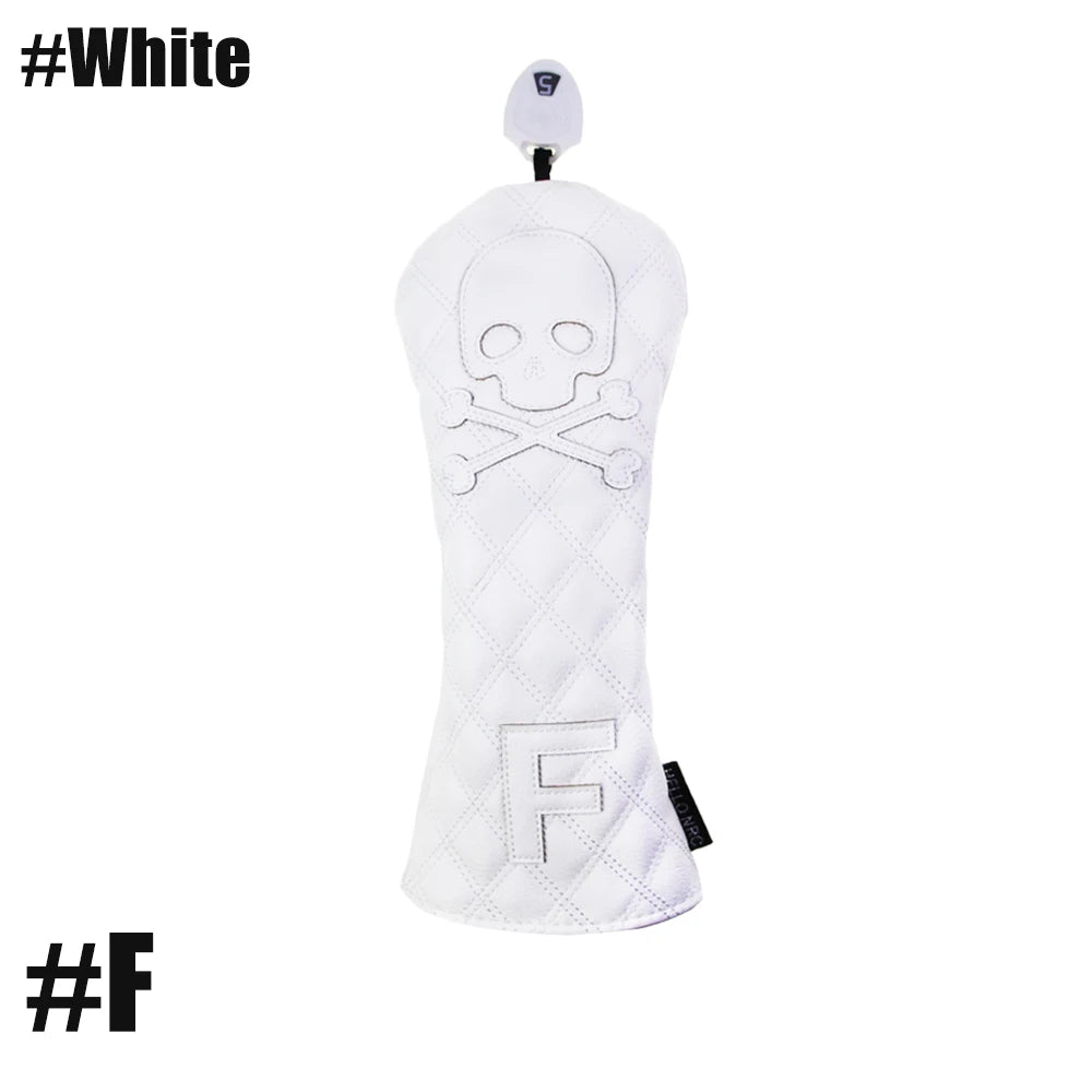 GLOOF Golf Skull Skeleton Head Cover Golf Club Black Leather cover set Fits Driver Fairway Wood Hybrid Golf supplies