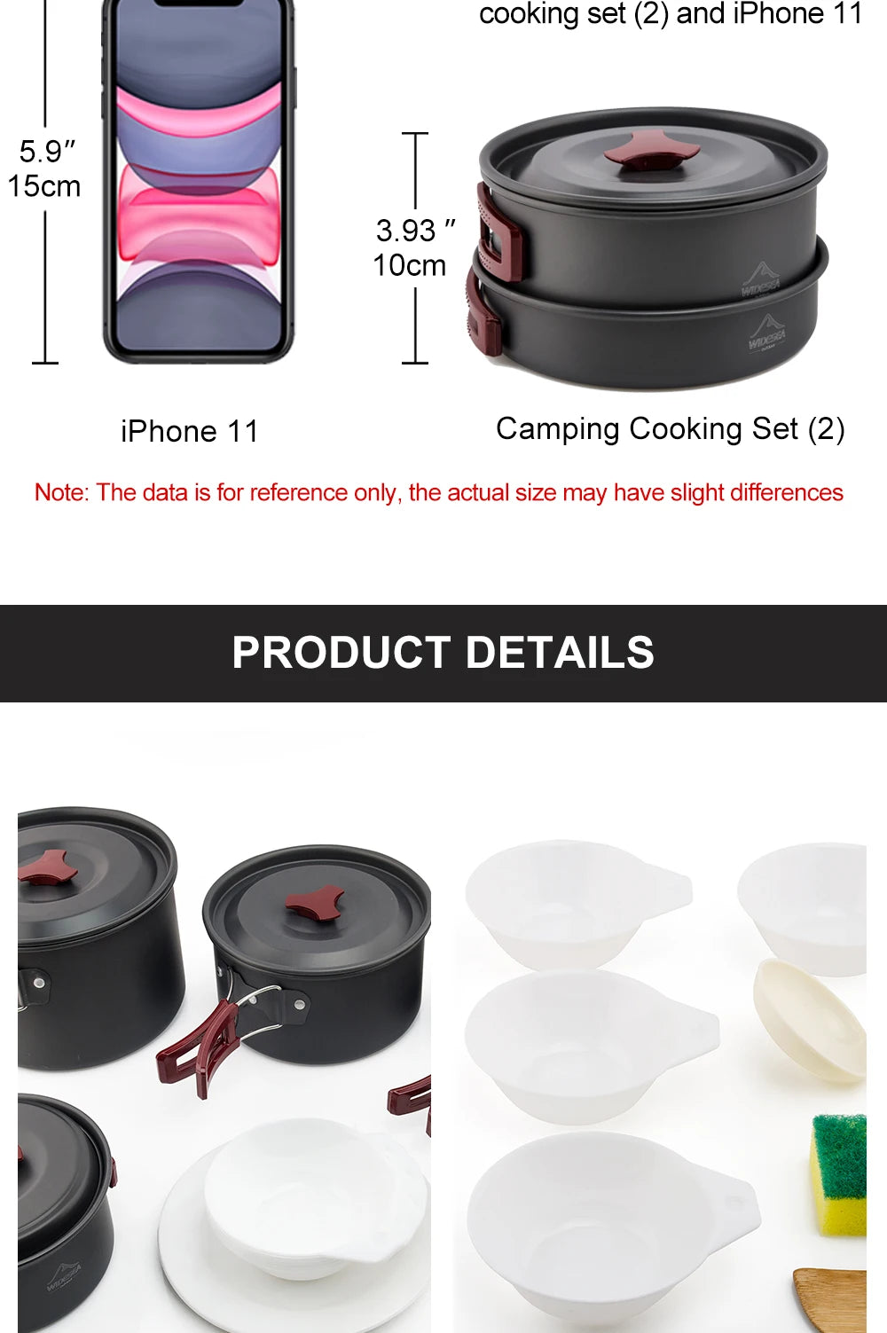 Camping Cookware Set With 1L Kettle And Utensils Aluminium Alloy Foldable