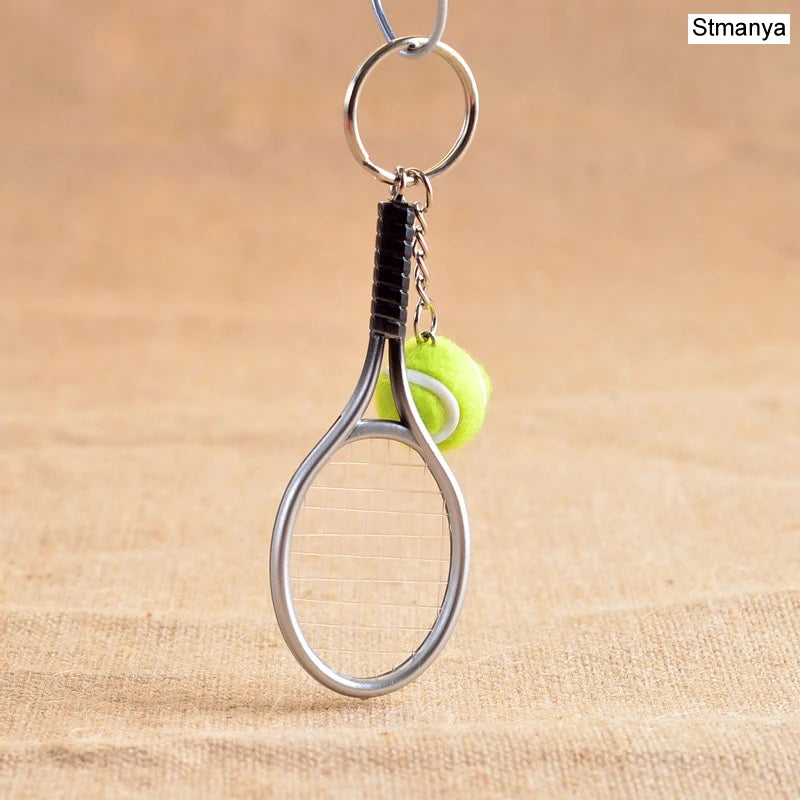 Hot SALE Mini Tennis Racket Pendant Keychain Keyring Key Chain Ring Finder Holer Accessories For Lover's Day Gifts #17162