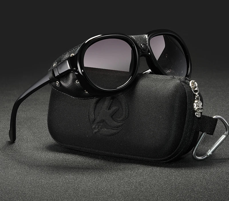 KDEAM Luxury Steampunk Pilot Sunglasses Men and Women Soft Leather Shield Glasses UV400 Protection KD2095