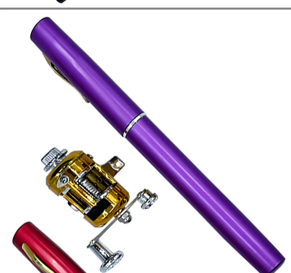 Fishing Rod Reel Combo Set Mini Telescopic Pocket Pen Fishing Rod Pole + Reel