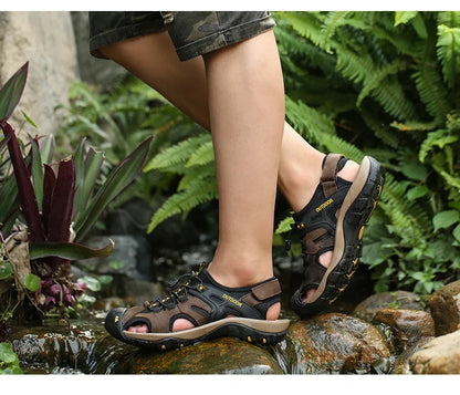 Men's Genuine Leather Sandals Non Slip Outdoor Beach