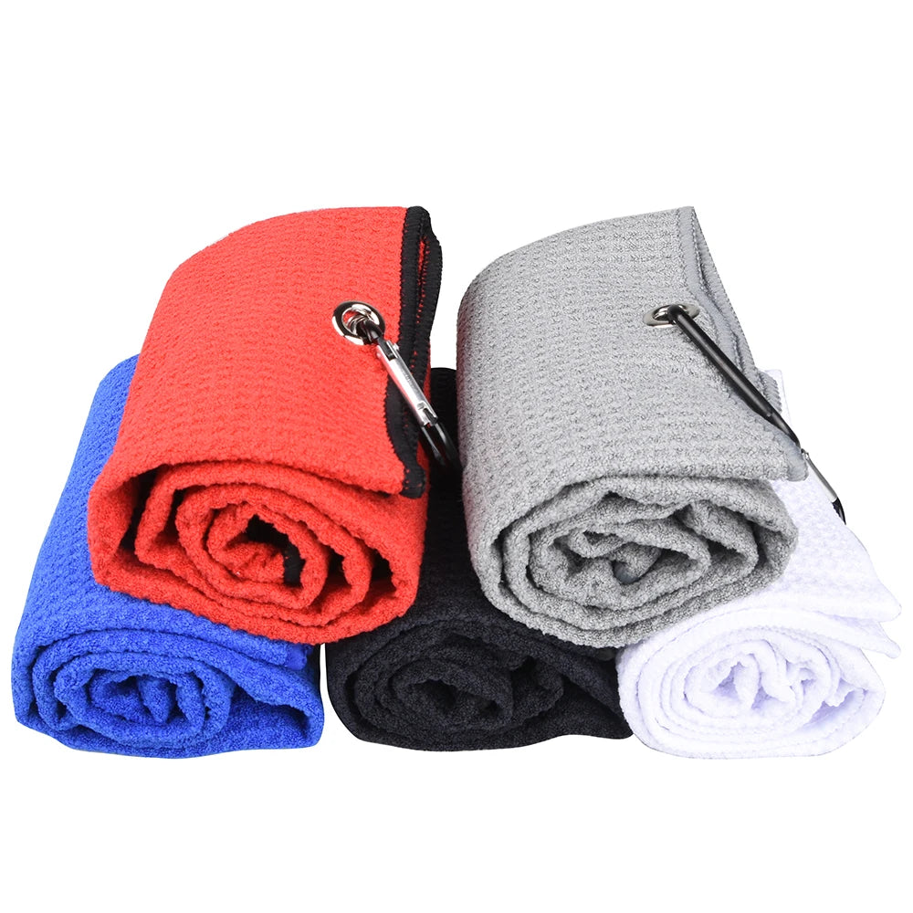 40x60cm Golf Towel With Hook 5 Colors Microfiber Fabric For Golf lovers Duty Clip Carabiner Accessories Free shipping Dorp ship
