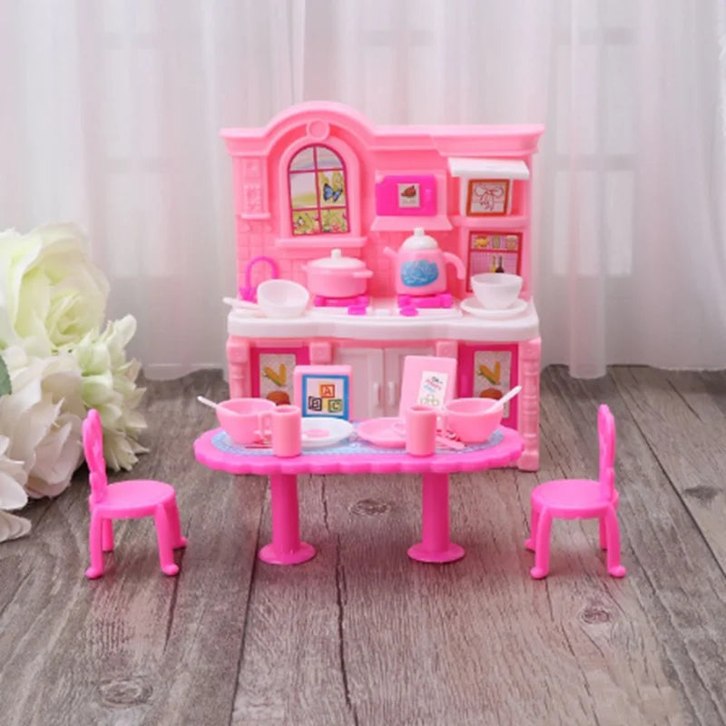 Princess Fashion Furniture Living Room TV Chair Sofa Kitchen Kids Toys Doll Accessories Pretend Play For Girls Children DIY Game