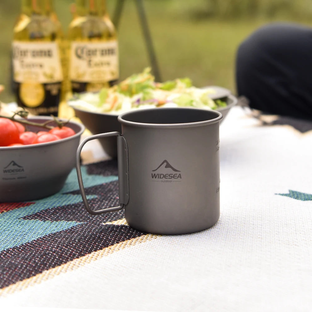 Titanium Camping Mug 0.6L Outdoor Cup For Hiking Cookware