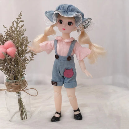 30cm Ball-Jointed Doll 12 Movable Joints 1-6 Scale With Dress Shoes Brown Eyes