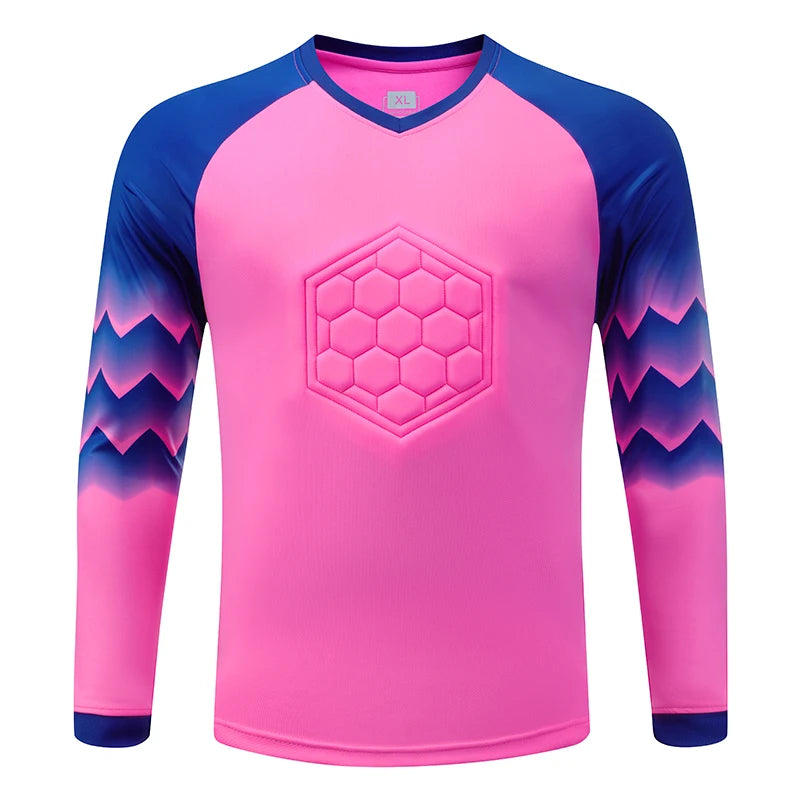 2021 New Uniform Men's Football Training Goalkeeper Uniform Kids Soccer Jersey Set Long Sleeve Protective Sponge Shirt Pants