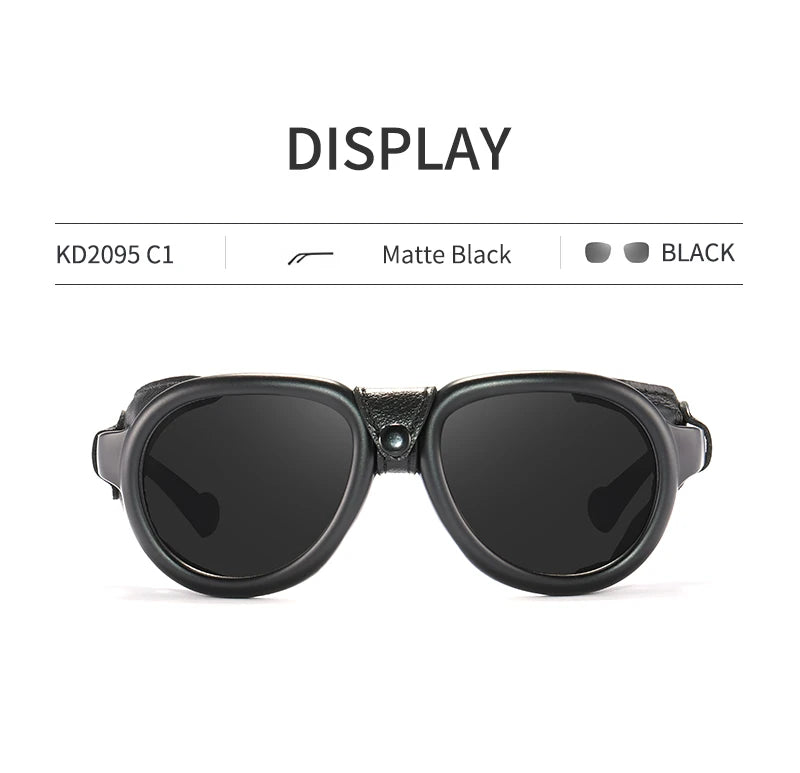 KDEAM Luxury Steampunk Pilot Sunglasses Men and Women Soft Leather Shield Glasses UV400 Protection KD2095