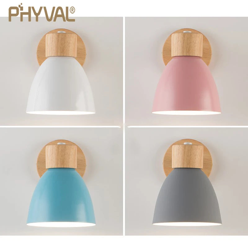 Wooden Nordic Wall Lamp – Modern Wall Sconce with Switch for Bedroom & Living Room