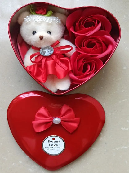 Heart Shaped Gift Box Teddy Bear Plush Toy For Valentine And Wedding Gift