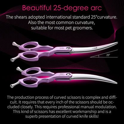 Dog Grooming Curved Scissors, 6.0-6.5 Inch, Stainless Steel