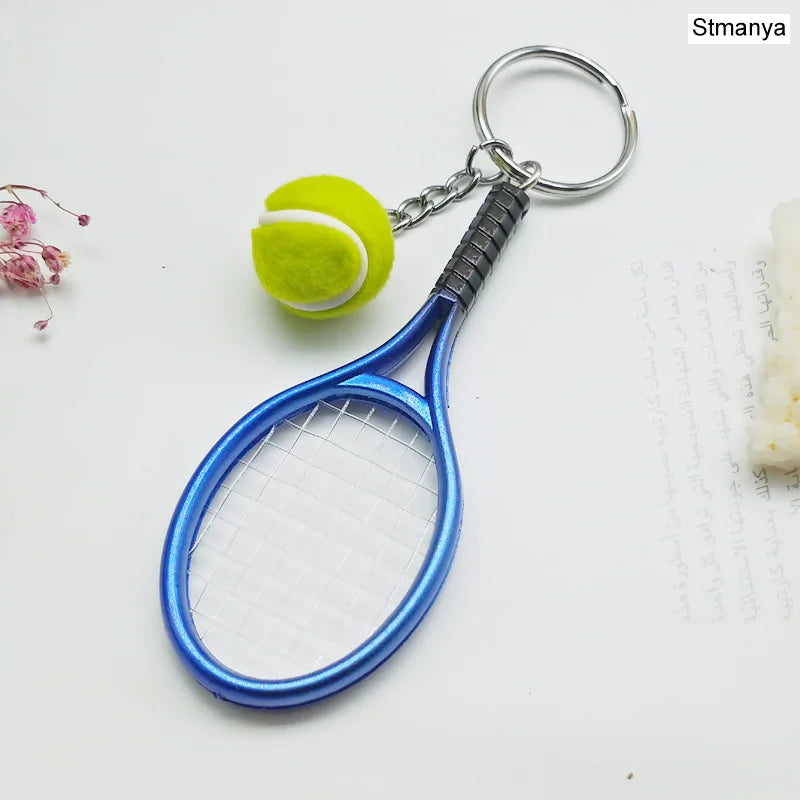 Hot SALE Mini Tennis Racket Pendant Keychain Keyring Key Chain Ring Finder Holer Accessories For Lover's Day Gifts #17162