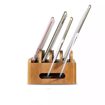 Bamboo Universal Charging Dock And Desk Holder For Smartphones And Tablets