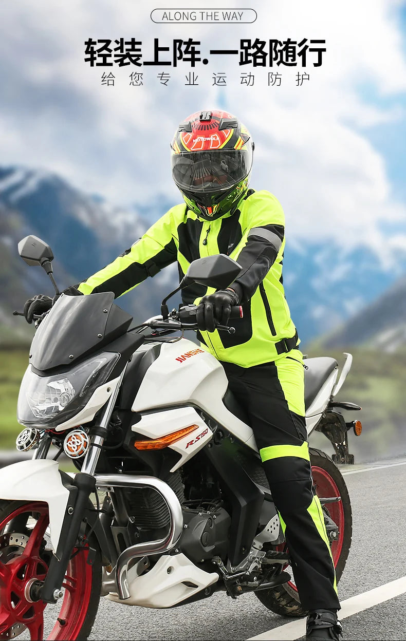 Men Woman Summer Style Breathable Motorcycle Jacket Night High Visible Motorbike Riding Coat with 5pcs Protective pads JK-21