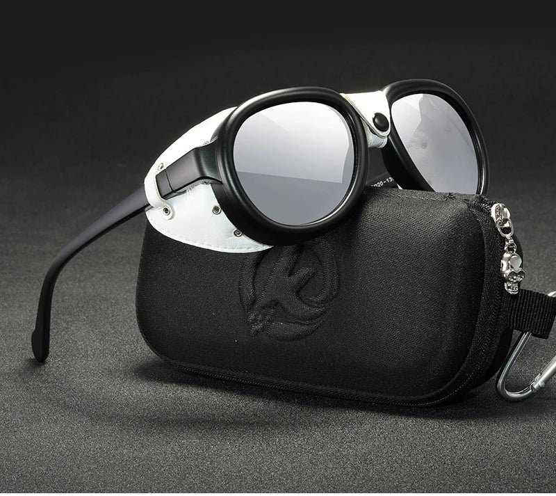 KDEAM Luxury Steampunk Pilot Sunglasses Men and Women Soft Leather Shield Glasses UV400 Protection KD2095