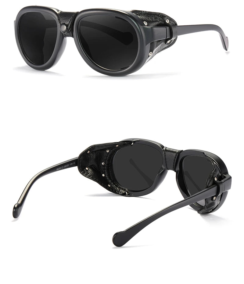 KDEAM Luxury Steampunk Pilot Sunglasses Men and Women Soft Leather Shield Glasses UV400 Protection KD2095