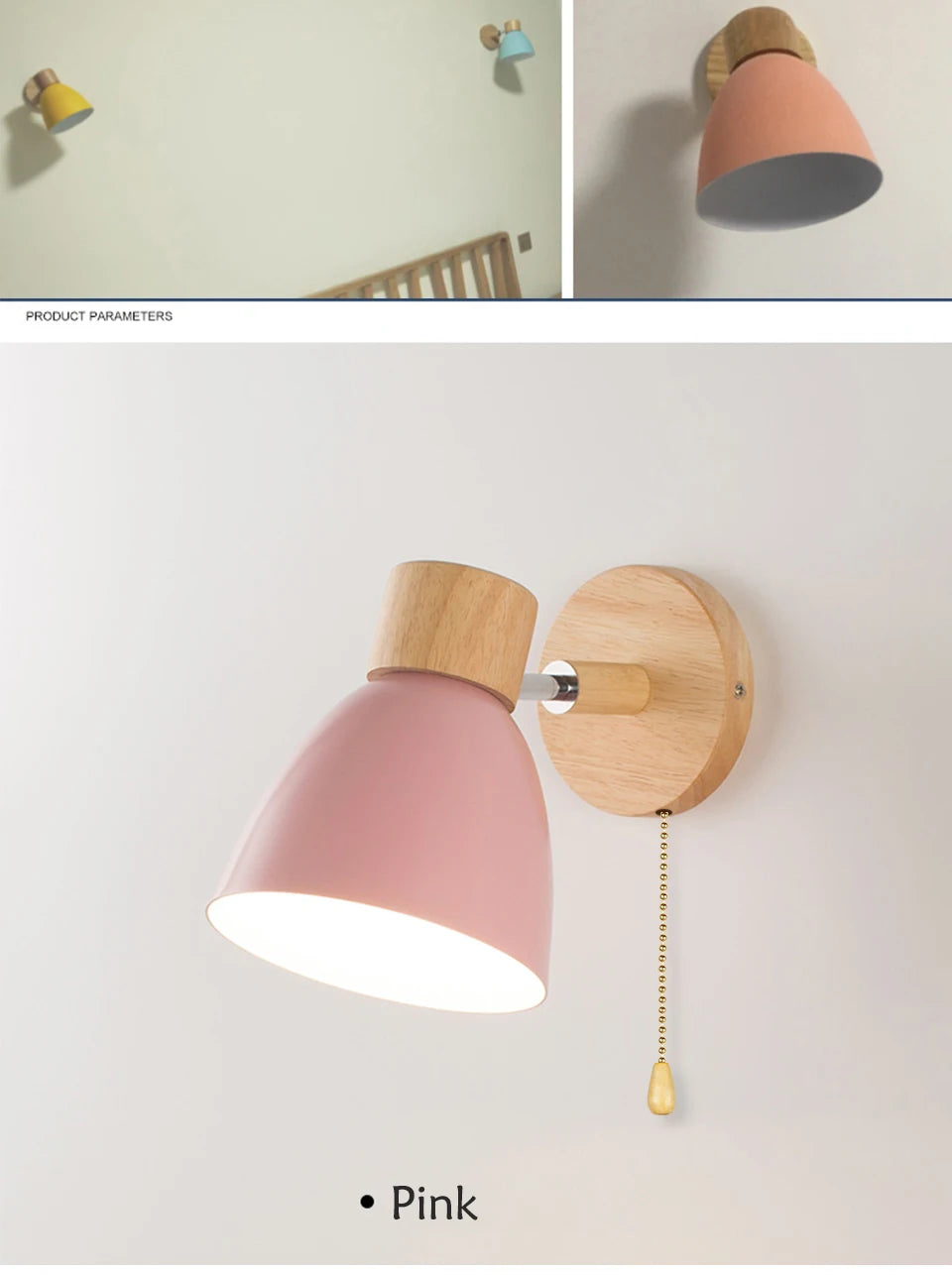Wooden Nordic Wall Lamp – Modern Wall Sconce with Switch for Bedroom & Living Room