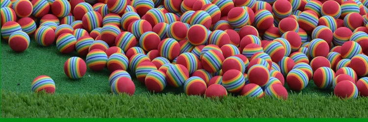 PGM 10pcs Rainbow Stripe Foam Sponge Golf Balls Swing Practice Training Aids Ball 38mm Indoor Practice Ball Golf Stuff Q007
