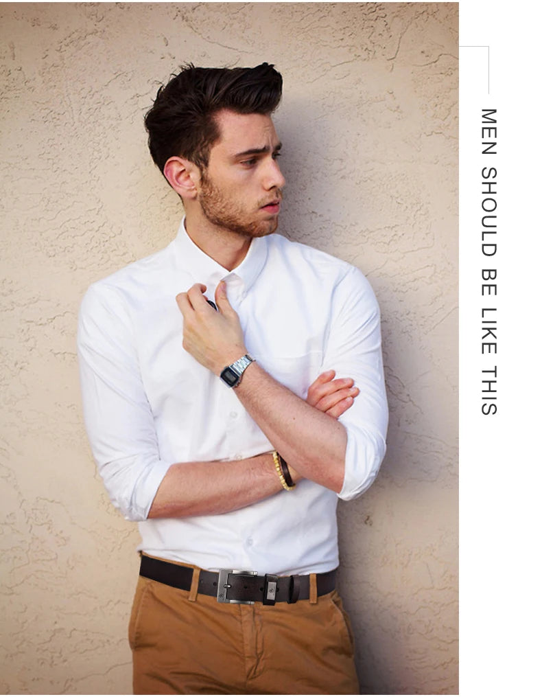 Leather Men's High-quality Buckle Jeans Leather Casual  Belt Business Denim Belt Men's Fashion Designer 2025 New