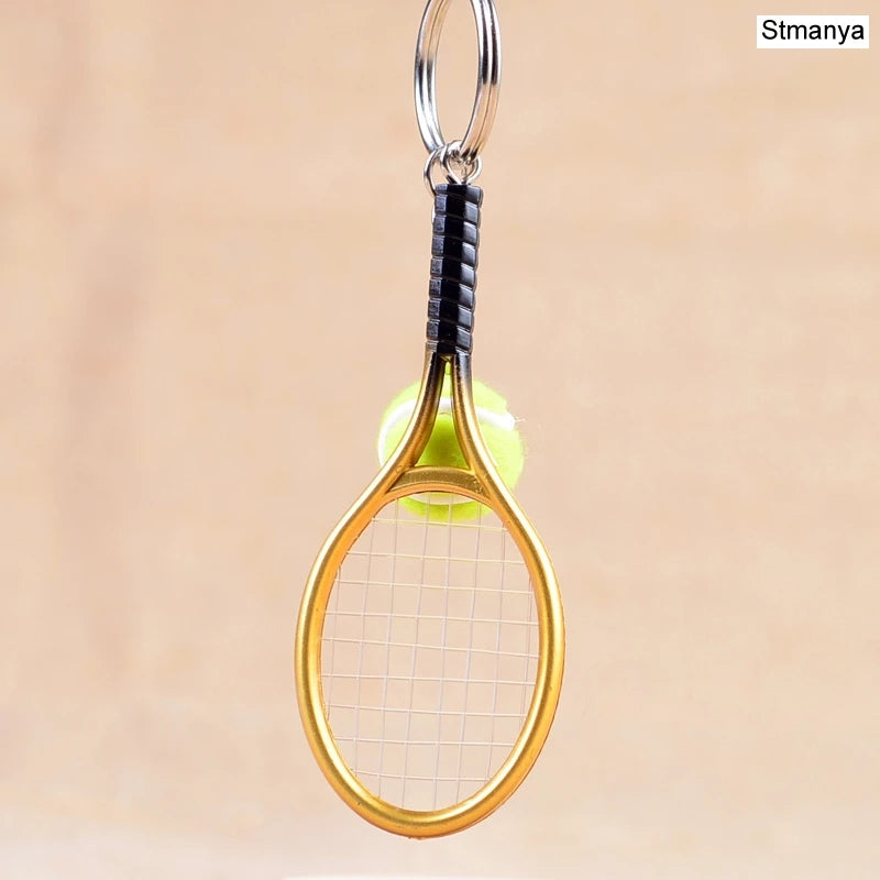 Hot SALE Mini Tennis Racket Pendant Keychain Keyring Key Chain Ring Finder Holer Accessories For Lover's Day Gifts #17162