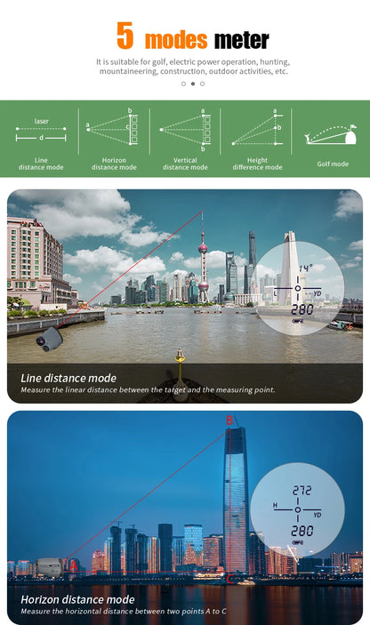 Golf Laser Rangefinder With Flag-Lock Slope, 1000m Range