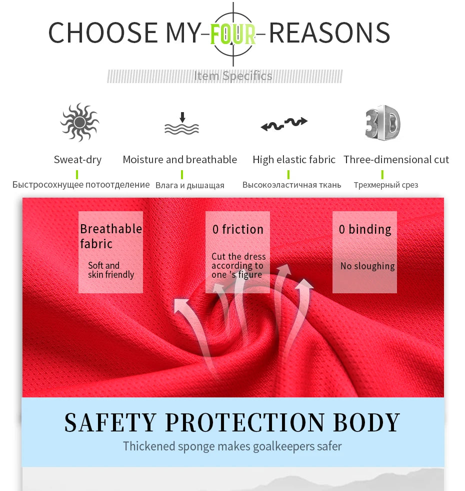 2021 New Uniform Men's Football Training Goalkeeper Uniform Kids Soccer Jersey Set Long Sleeve Protective Sponge Shirt Pants