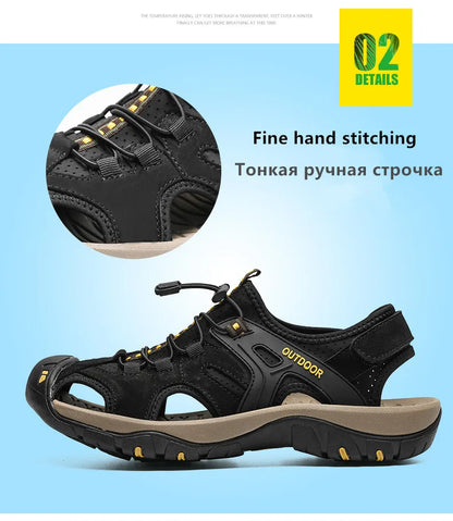 Men's Genuine Leather Sandals Non Slip Outdoor Beach